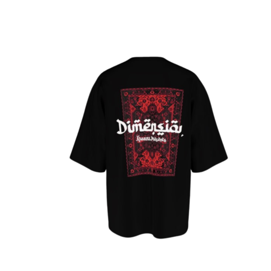 Black Oversized “Dimension” Graphic T-Shirt