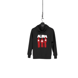 Black Aura Hoodie with Red Silhouette Graphic