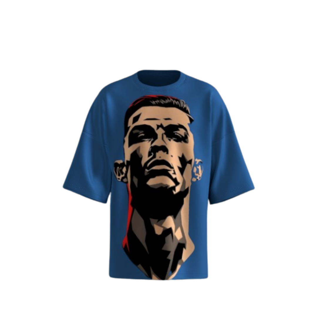 Bold Blue Graphic Oversized T-Shirt