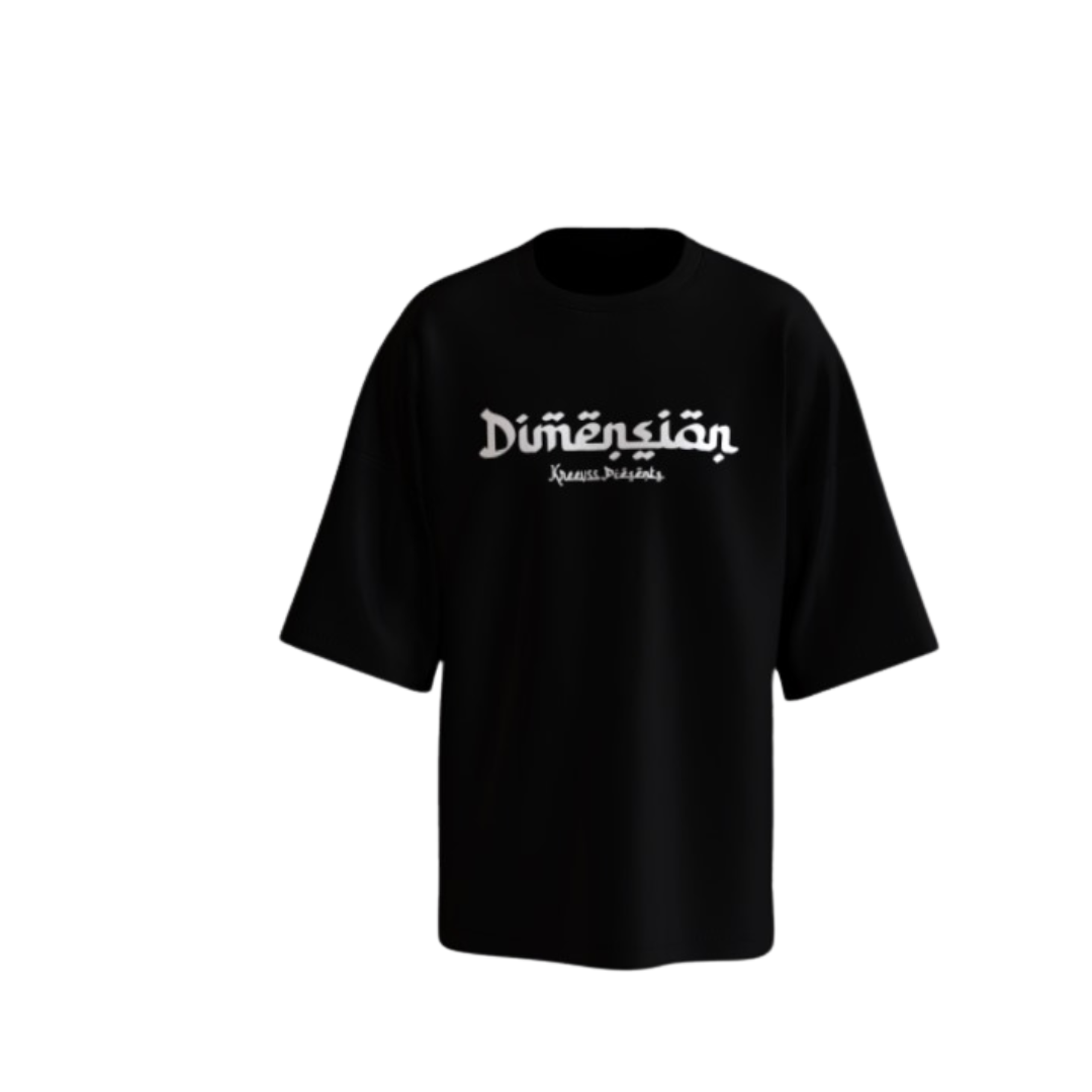 Black Oversized “Dimension” Graphic T-Shirt