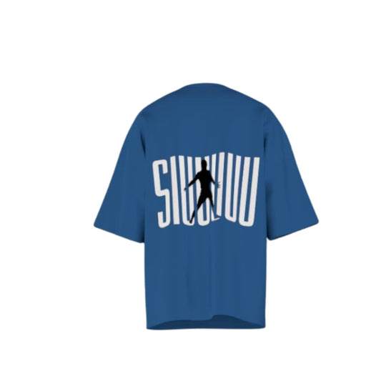 Bold Blue Graphic Oversized T-Shirt