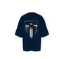 Navy Blue Samurai Sword Minimalist Oversized T-Shirt