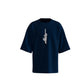 Navy Blue Samurai Sword Minimalist Oversized T-Shirt