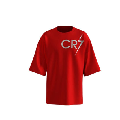 Red CR7 Graphic Oversized T-Shirt